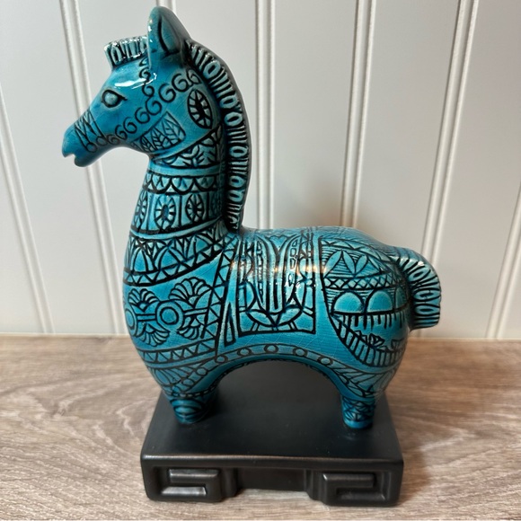 Bitossi Style Mid Century Modern Ceramic Horse – Stunning Turquoise Blue! EUC - Picture 5 of 11